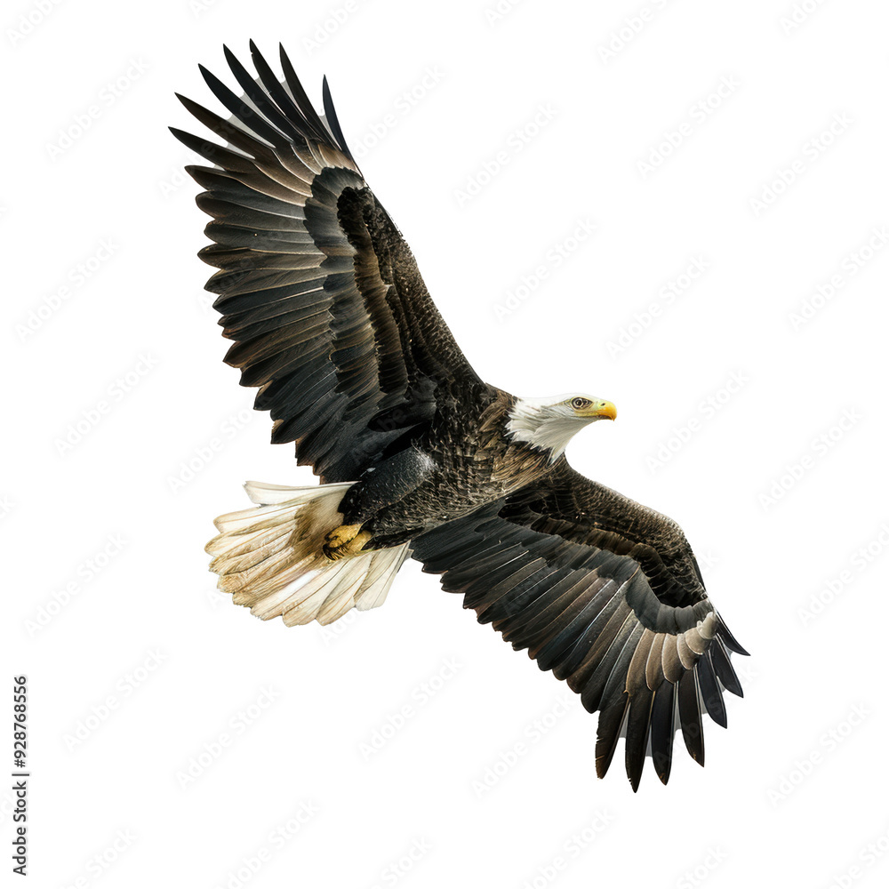 Fototapeta premium A majestic bald eagle flying