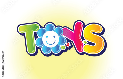 Toys colorful text logo or label vector template