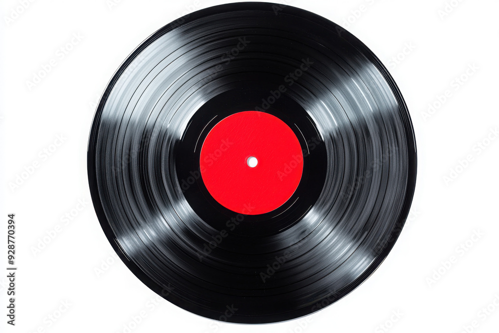 Retro vinyl record with a vibrant red center, perfect for music-themed designs and nostalgic projects. Retro vinyl record with a vibrant red center, perfect for music-themed designs and nostalgic projects.