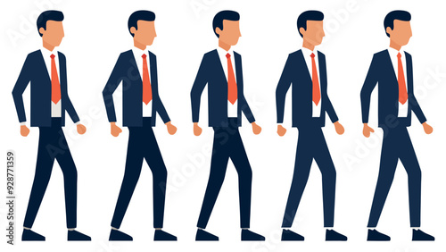 Businessman smartly walking character illustration