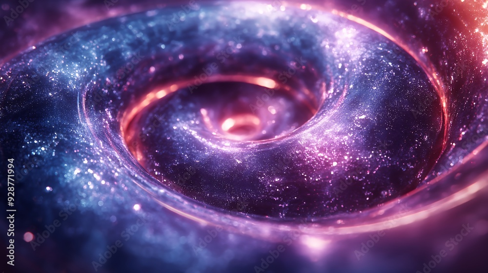 Abstract swirling galaxy-like pattern with pink and blue color gradients. Abstract swirling galaxy-like pattern with pink and blue color gradients.