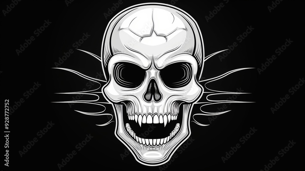 A skull with a mouth open and teeth showing A skull with a mouth open and teeth showing