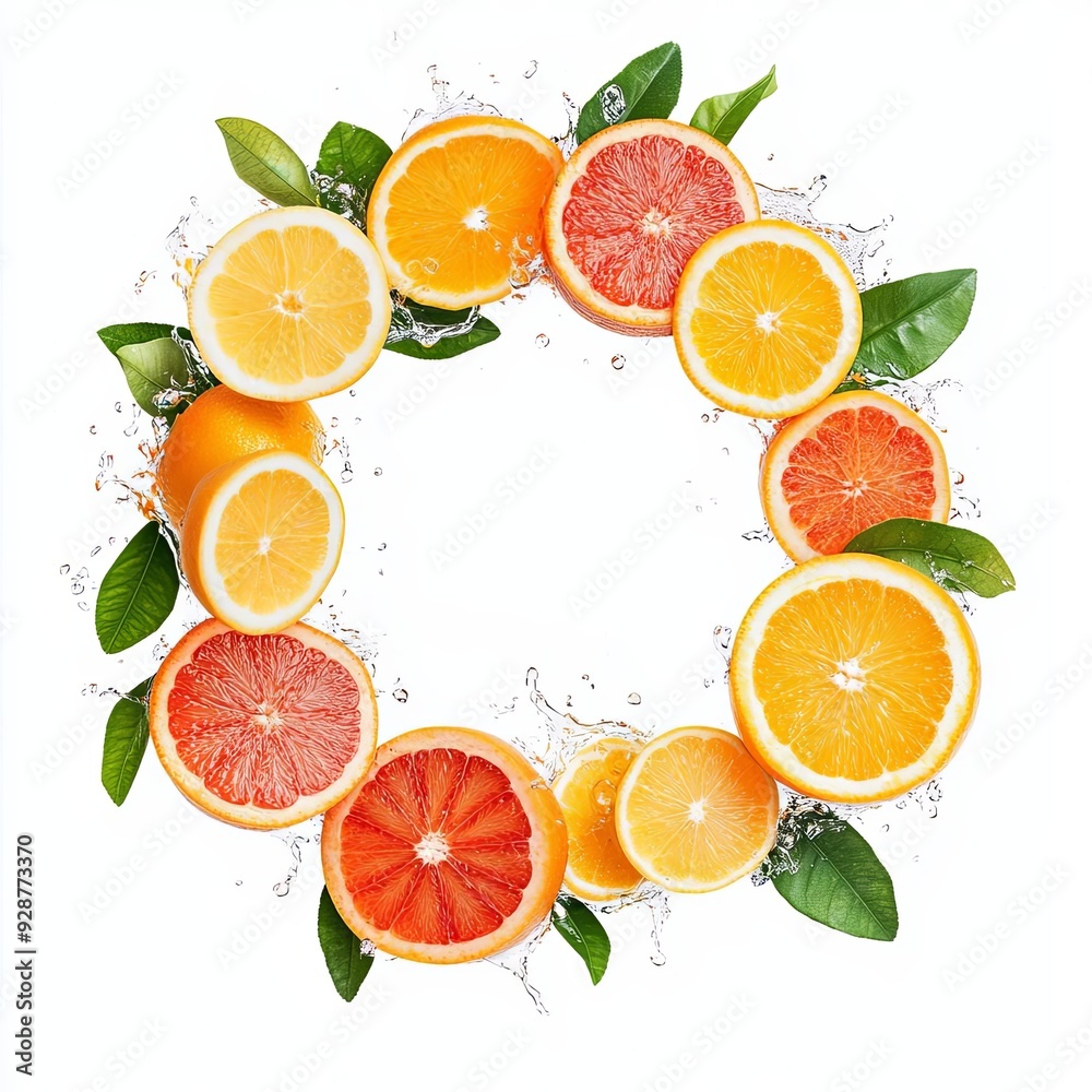 Circular splash of citrus punch, isolate on white background Circular splash of citrus punch, isolate on white background