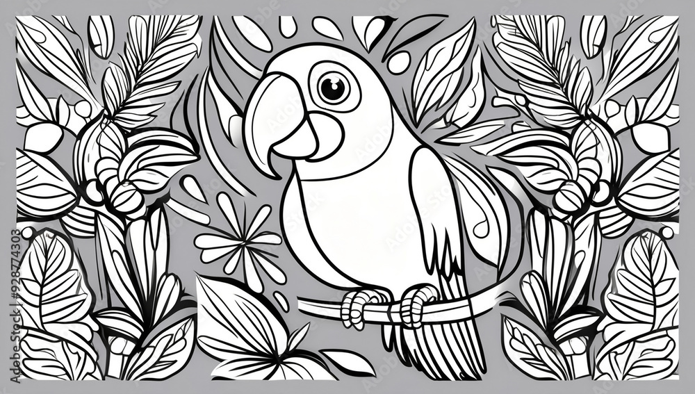 Obraz premium Coloring page, cute parrot