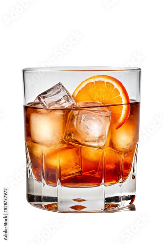 Old fashioned cocktail, isolated, transparent background, no background. PNG.