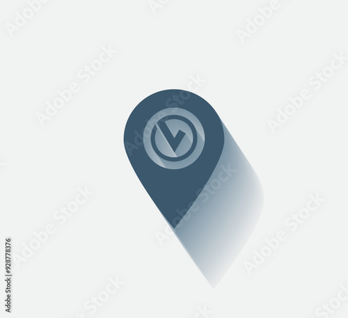 Vector dark color icon with shadow on light background