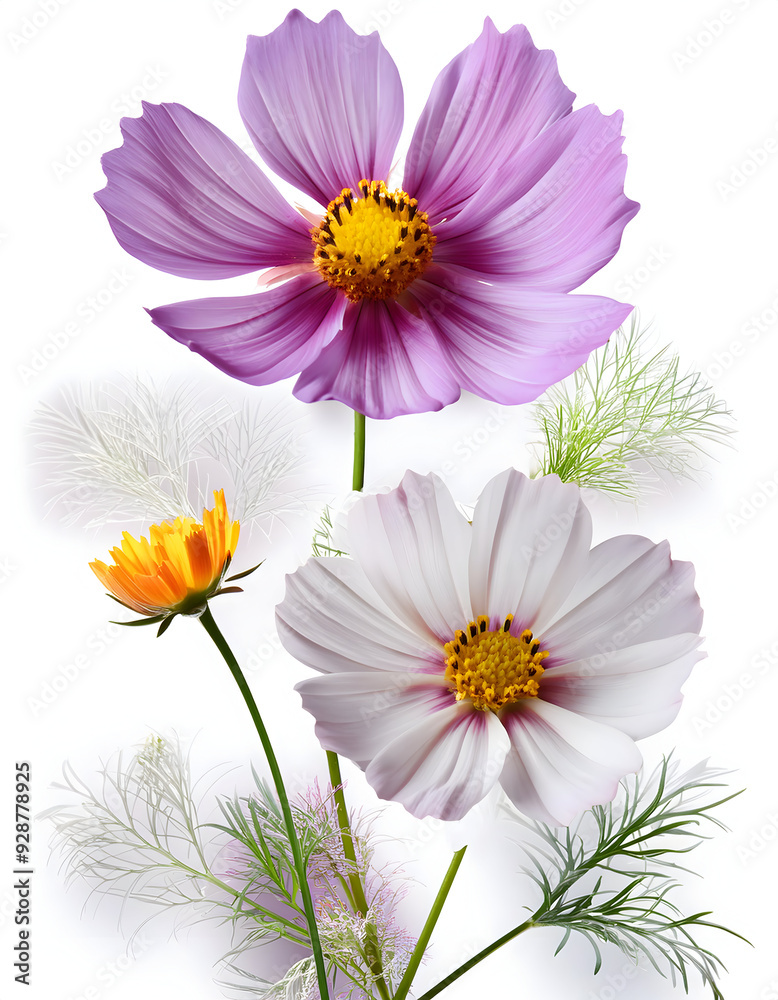 flowers on white background