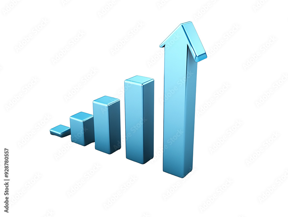 a blue graph with a arrow pointing up a blue graph with a arrow pointing up