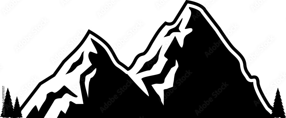Landscape icon. Silhouette style. Outdoor icon. Landscape icon. Silhouette style. Outdoor icon.