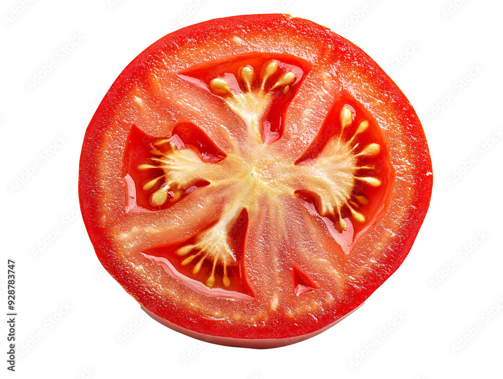 a tomato slice with seeds in it