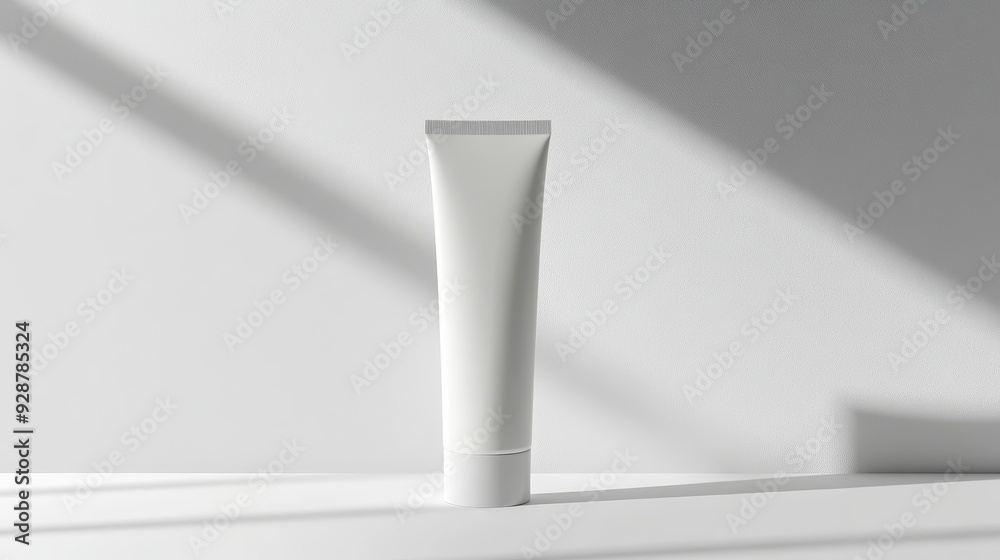 Blank Packaging Tube Template on a Neutral Surface standing upright with soft shadows Blank Packaging Tube Template on a Neutral Surface standing upright with soft shadows