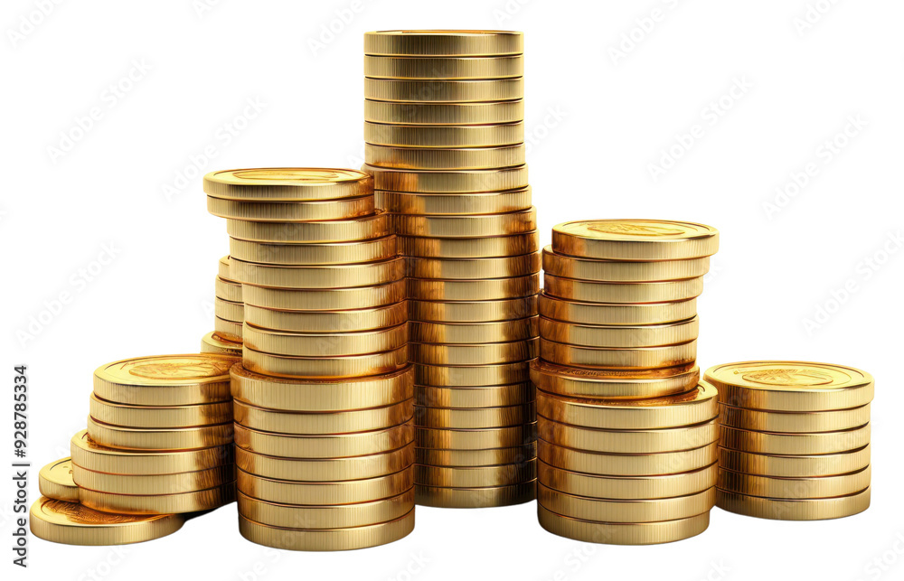 PNG A money stack gold coin white background. PNG A money stack gold coin white background.