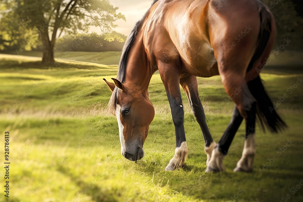 Obraz premium Horse eating grass