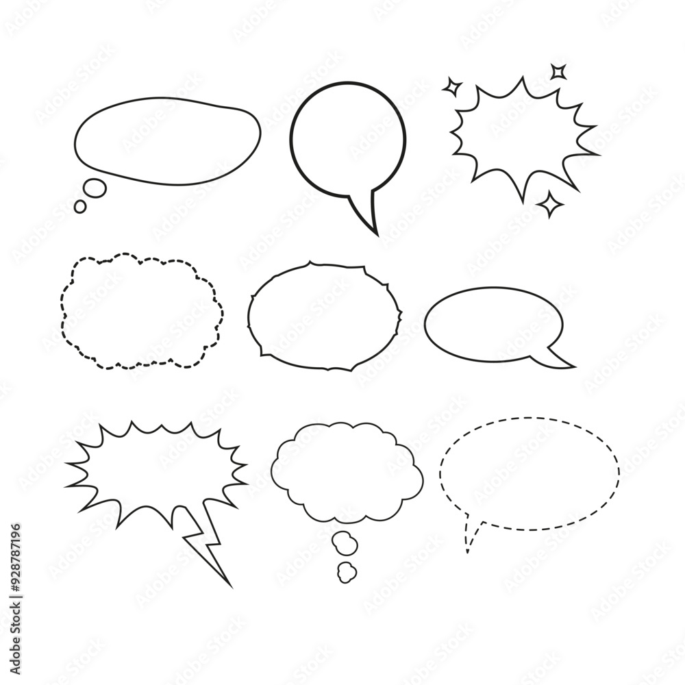 Speech Bubble set and Talk bubble. Cloud speech bubbles collection. Vector Format