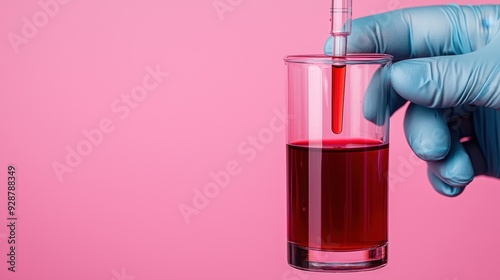 Wallpaper Mural A close-up of a gloved hand adding a red liquid to a glass container, perfect for health and science themes. Torontodigital.ca