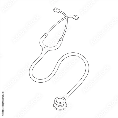 Medical Stethoscope Outline Drawing Illustration