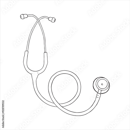 Medical Stethoscope Outline Drawing Illustration