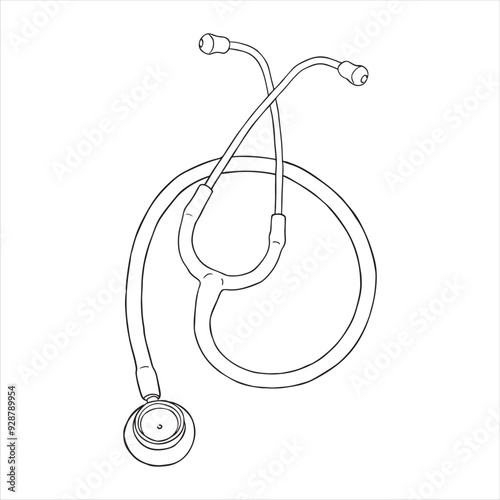 Medical Stethoscope Outline Drawing Illustration