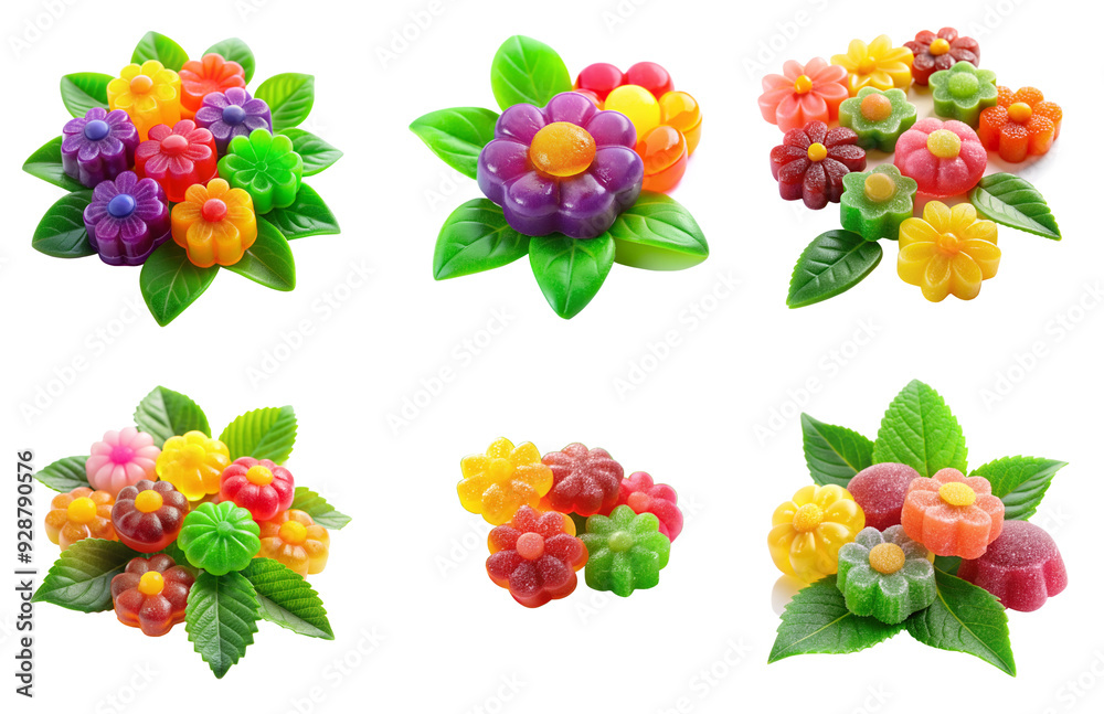 Jelly Gummy with Flower and Green Leaves PNG with Transparent Cut Out Jelly Gummy with Flower and Green Leaves PNG with Transparent Cut Out