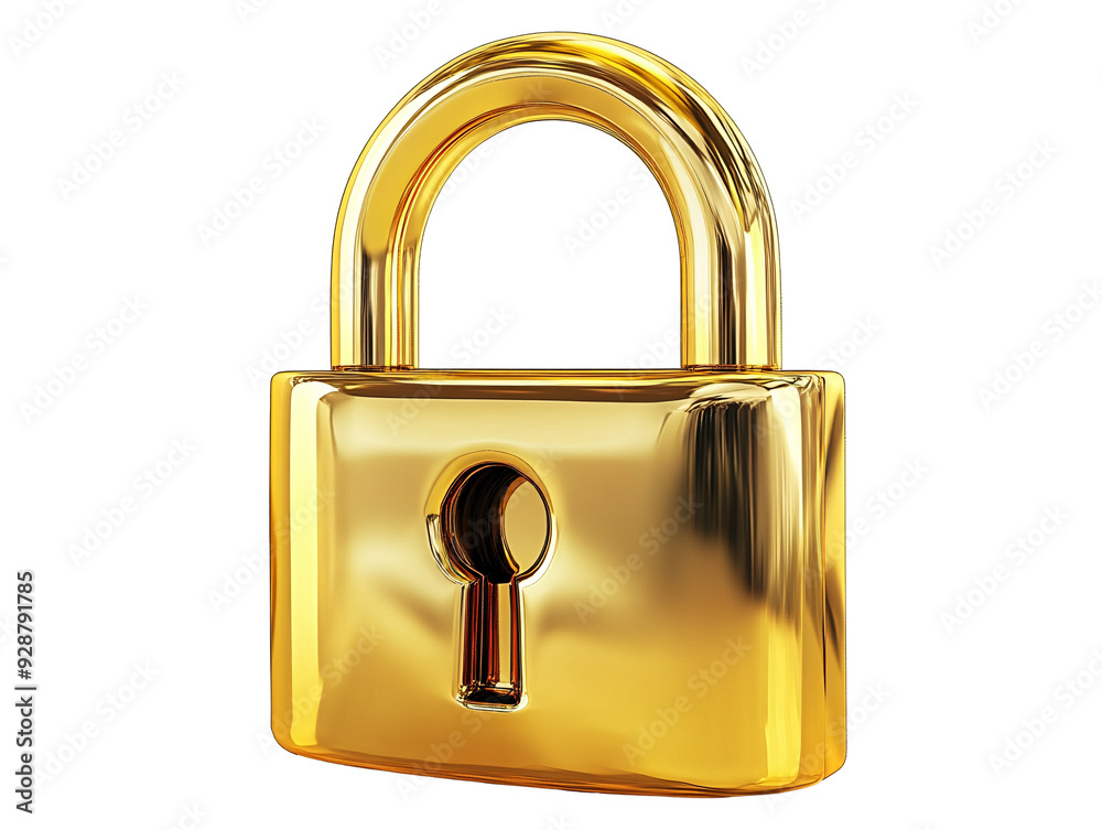 a gold padlock with a keyhole