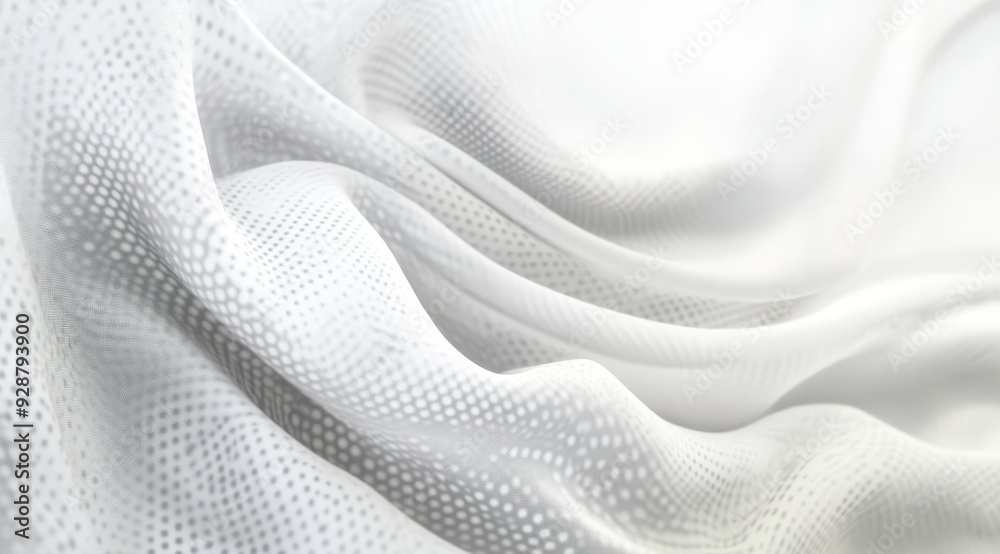 A closeup view reveals white fabric, exhibiting a soft, flowing texture adorned with elegant, delicate patterns A closeup view reveals white fabric, exhibiting a soft, flowing texture adorned with elegant, delicate patterns