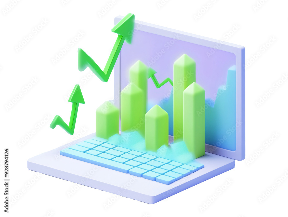 a laptop with green arrows and green arrows flying out a laptop with green arrows and green arrows flying out