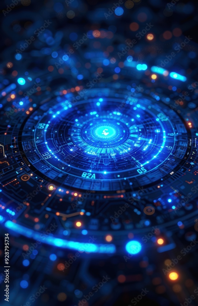 Blue glowing tech circle Blue glowing tech circle