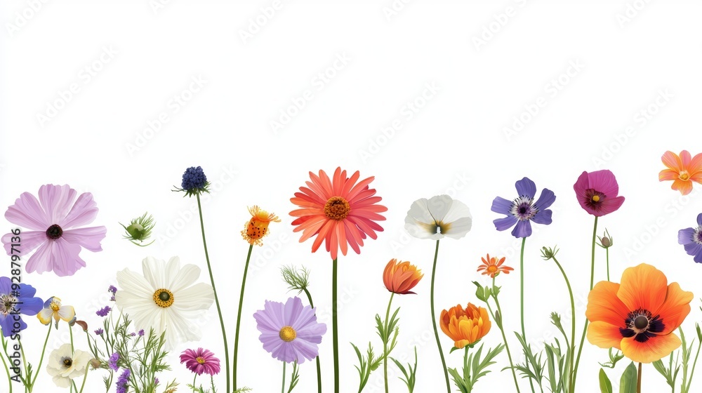 A colorful bouquet of flowers with a white background A colorful bouquet of flowers with a white background