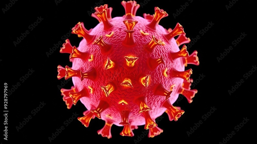 virus de Covid 19 en tono rojo, fondo negro, coronavirus virus de Covid 19 en tono rojo, fondo negro, coronavirus