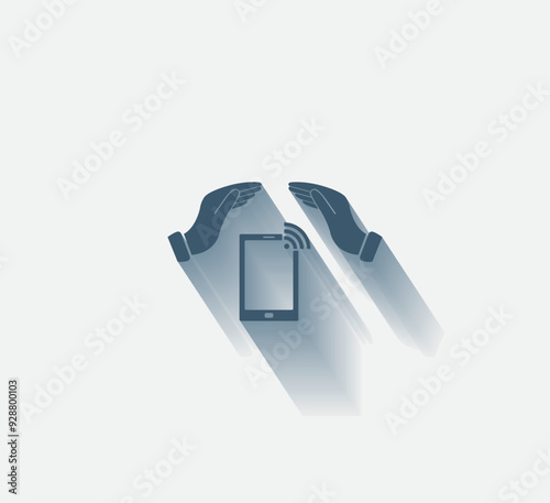 Vector dark color icon with shadow on light background