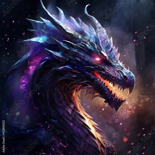 Close-Up Dragon Breathing Fire: Generative AI Image of Fiery Dragon