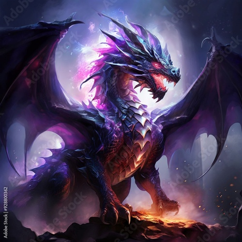Close-Up Dragon Breathing Fire: Generative AI Image of Fiery Dragon