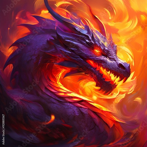 Close-Up Dragon Breathing Fire: Generative AI Image of Fiery Dragon