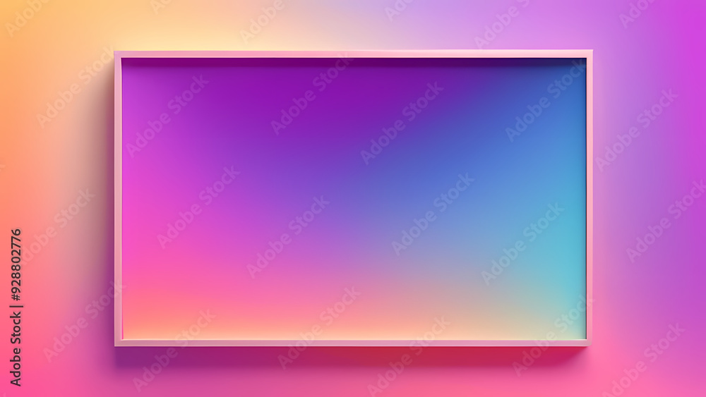 Obraz premium Abstract illustration featuring a central rectangular frame surrounded by soft, flowing lines and gradient color transitions