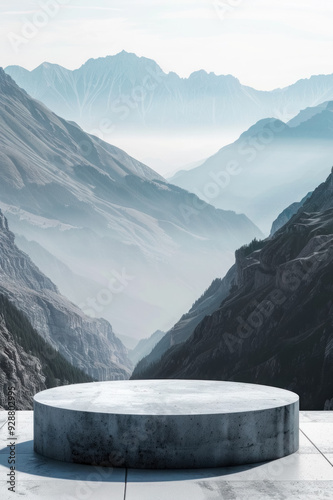 Mountainous background with podium for product cosmetics representation 