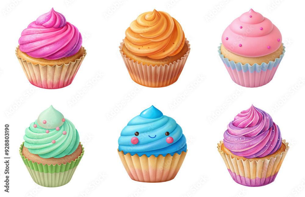 Cute Top View Cupcake Isolated on Transparent Background Cute Top View Cupcake Isolated on Transparent Background