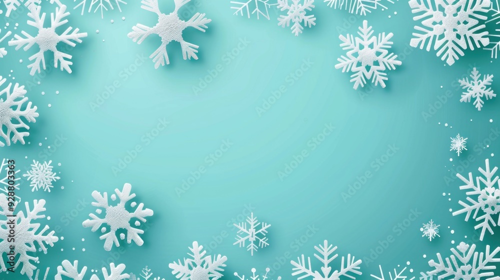 White Snowflakes on a Teal Background White Snowflakes on a Teal Background