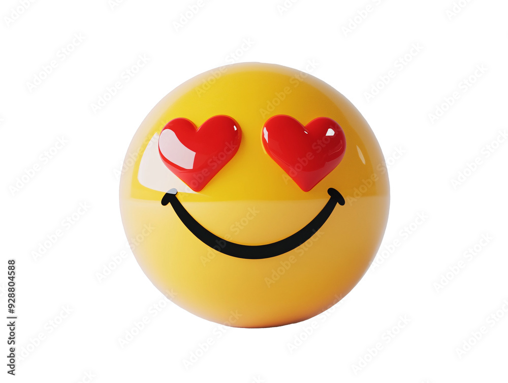 a yellow ball with red hearts and a smile