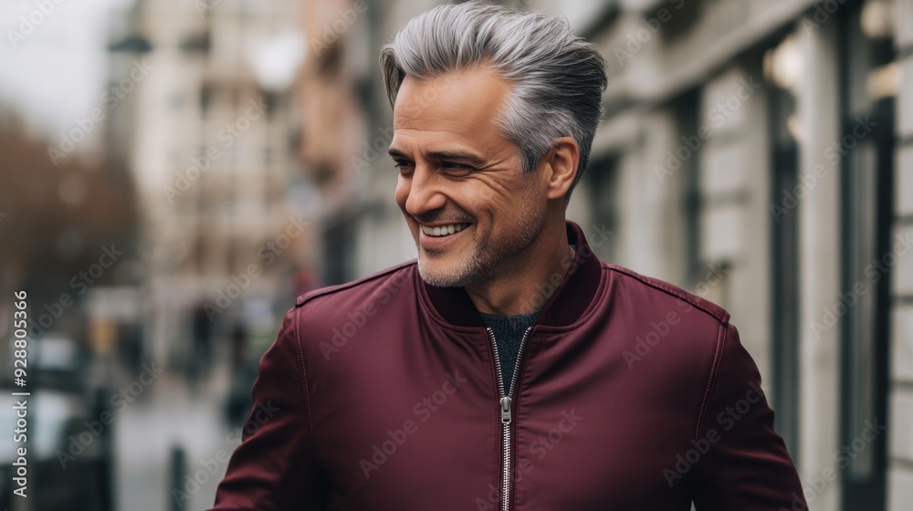 Stylish Senior Man Smiling in Urban Setting Stylish Senior Man Smiling in Urban Setting