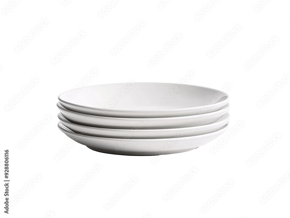 a stack of white plates