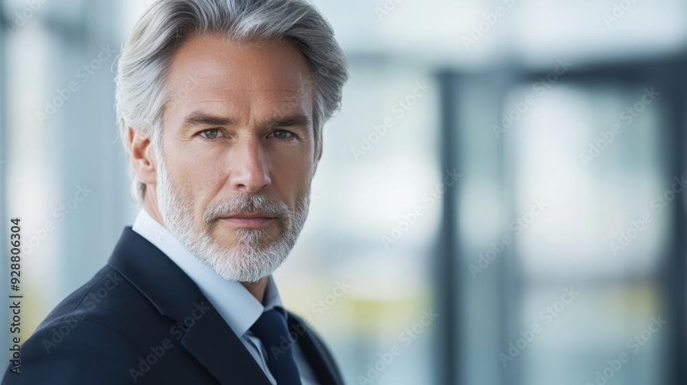 Confident Senior Businessman with Grey Hair in Office Environment