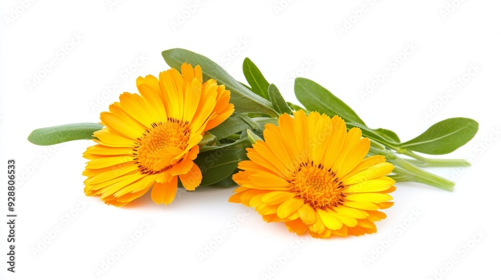 Two orange flowers are on a white background Two orange flowers are on a white background
