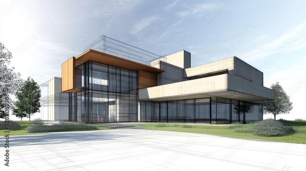 Modern house abstract rendering Modern house abstract rendering
