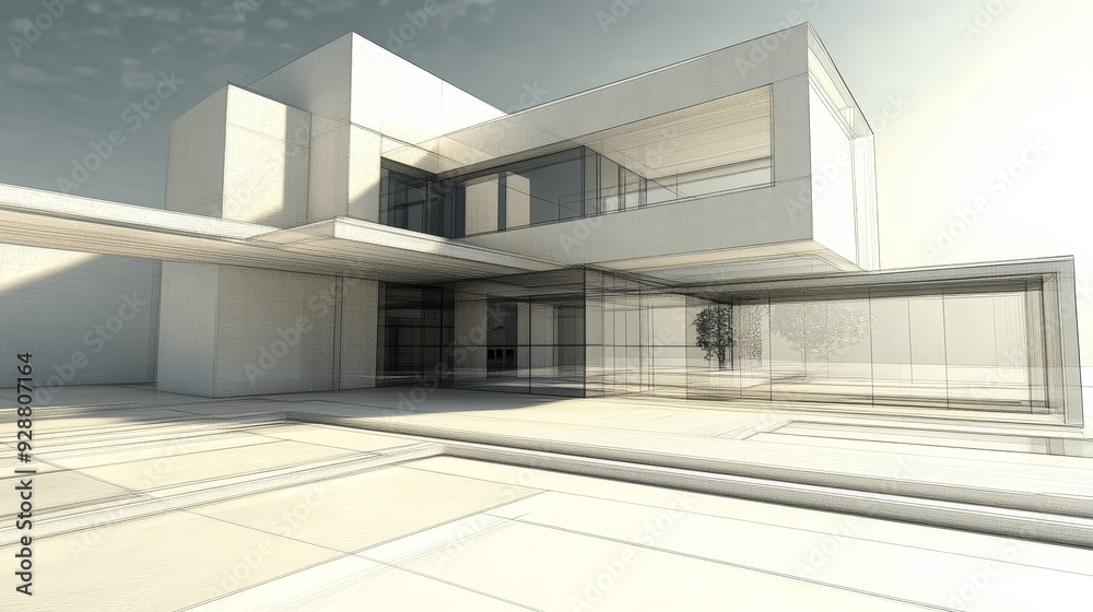 Modern house abstract rendering Modern house abstract rendering