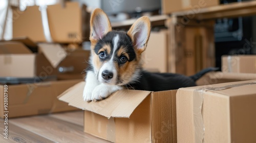 The Corgi Puppy in Box photo