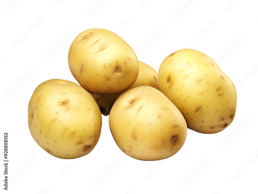 a group of potatoes on a white background a group of potatoes on a white background