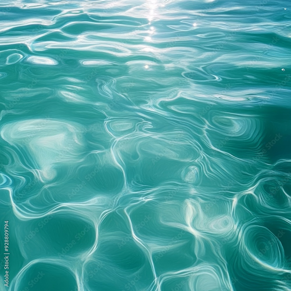Calm turquoise water with gentle ripples and reflections, evoking a serene and refreshing atmosphere. Calm turquoise water with gentle ripples and reflections, evoking a serene and refreshing atmosphere.