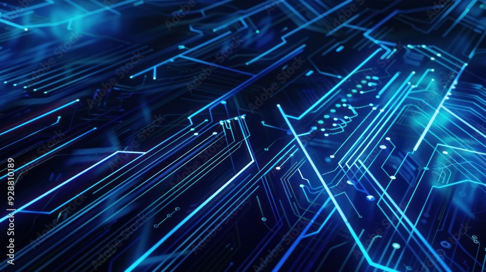 Abstract Circuitry: Glowing Blue Lines Abstract Circuitry: Glowing Blue Lines
