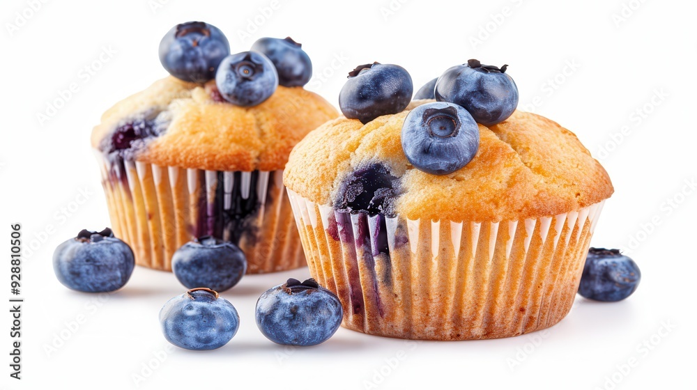 Blueberry Muffin. Delicious Berry Muffin on White Background