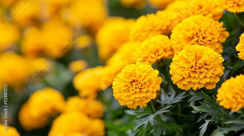 A bunch of yellow flowers with green leaves